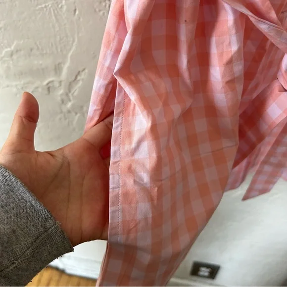 ban.do Pink Gingham Romper with Pearl Button Detail - Picture 5 of 6